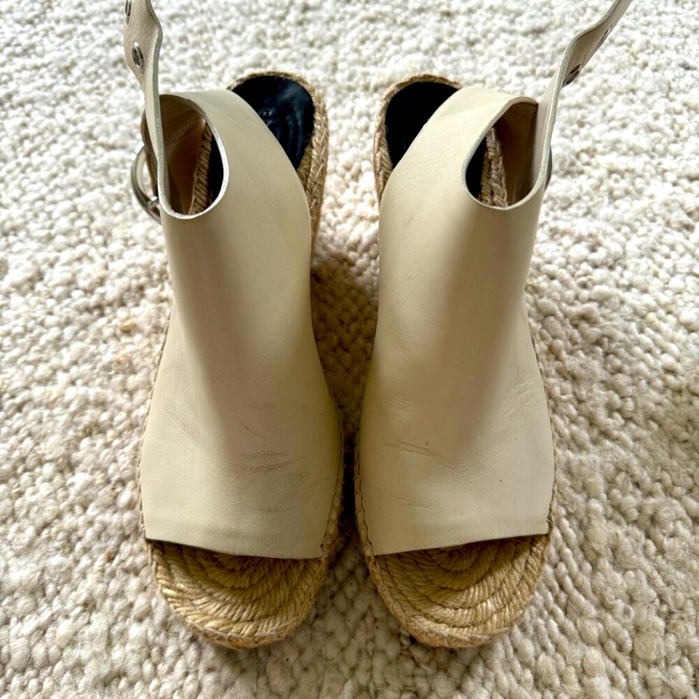 Celine Espadrille Wedge Sandals in Cream